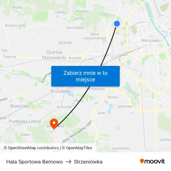 Hala Sportowa Bemowo to Strzeniówka map