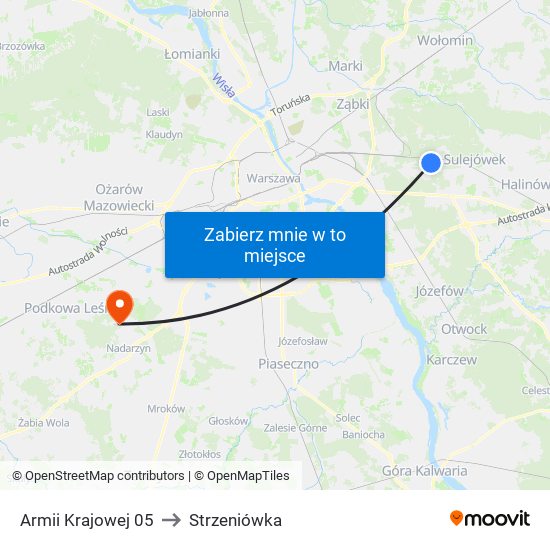 Armii Krajowej 05 to Strzeniówka map