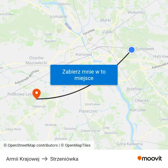 Armii Krajowej to Strzeniówka map