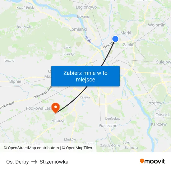 Os. Derby to Strzeniówka map