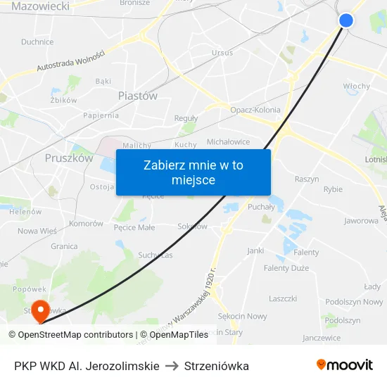 PKP WKD Al. Jerozolimskie to Strzeniówka map