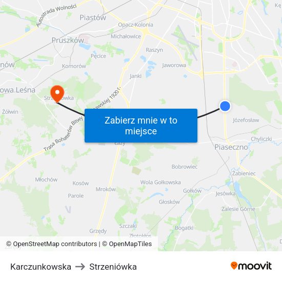 Karczunkowska to Strzeniówka map