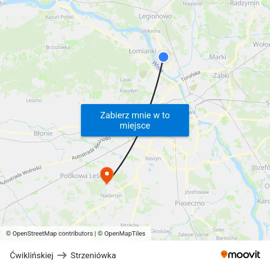 Ćwiklińskiej to Strzeniówka map