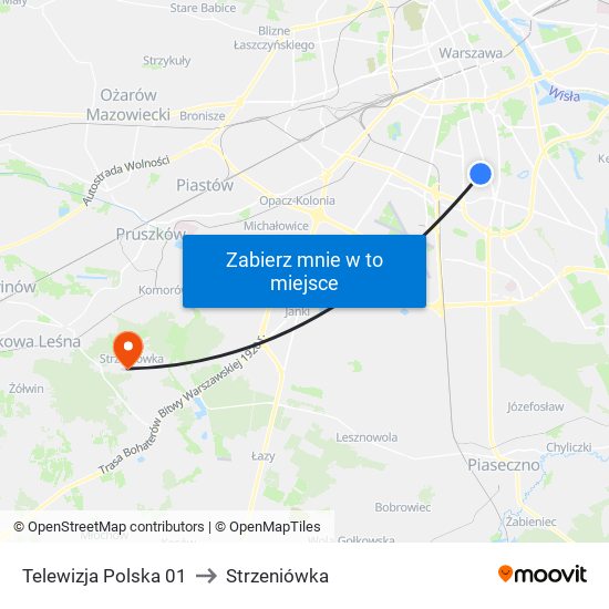 Telewizja Polska 01 to Strzeniówka map