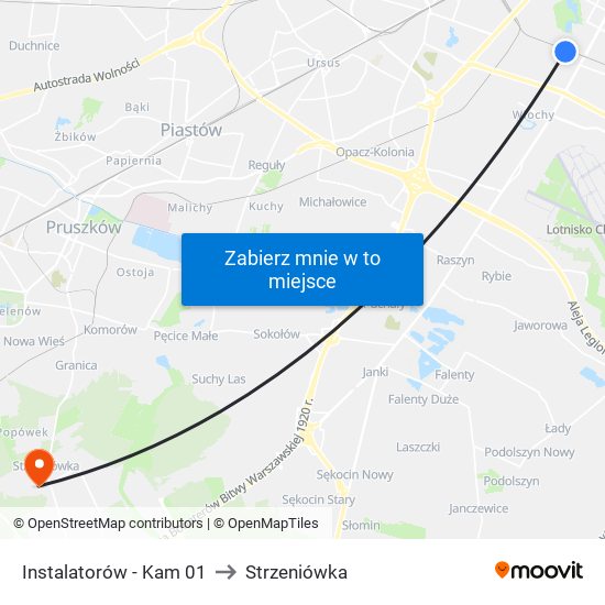 Instalatorów - Kam 01 to Strzeniówka map