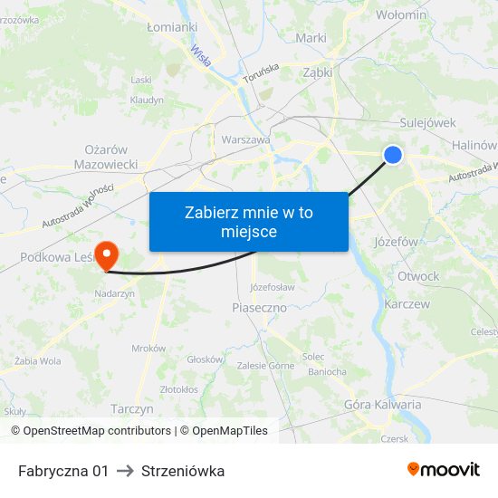 Fabryczna to Strzeniówka map