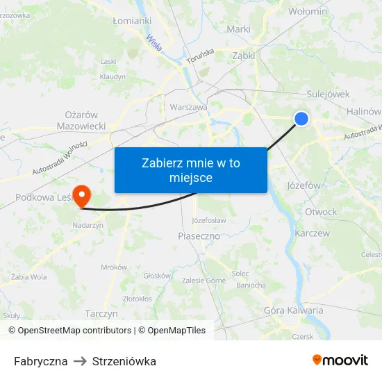Fabryczna to Strzeniówka map