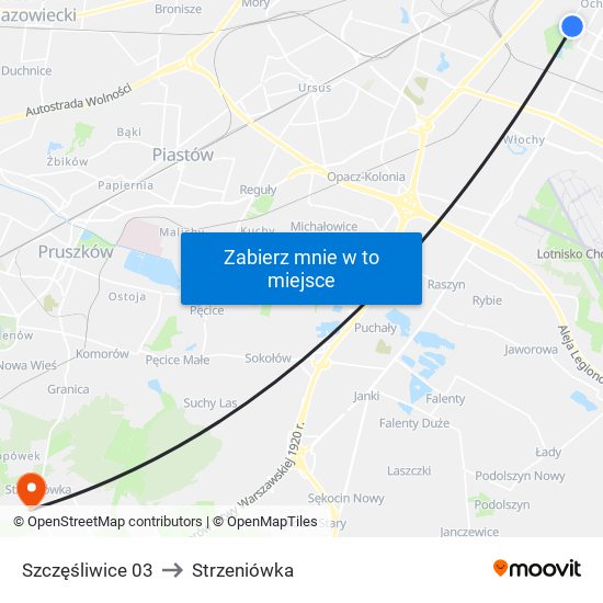 Szczęśliwice 03 to Strzeniówka map