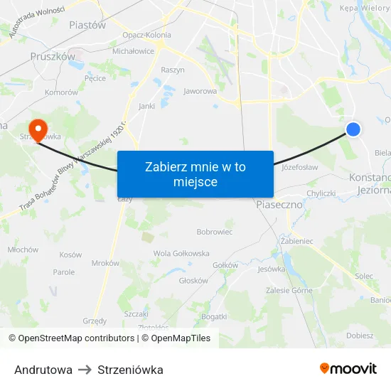 Andrutowa to Strzeniówka map