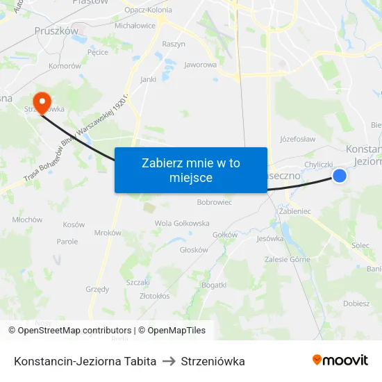 Konstancin-Jeziorna Tabita to Strzeniówka map