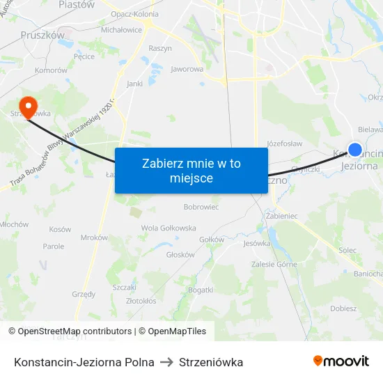 Konstancin-Jeziorna Polna to Strzeniówka map