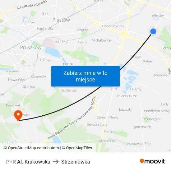 P+R Al. Krakowska to Strzeniówka map