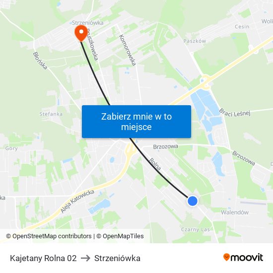 Kajetany Rolna 02 to Strzeniówka map