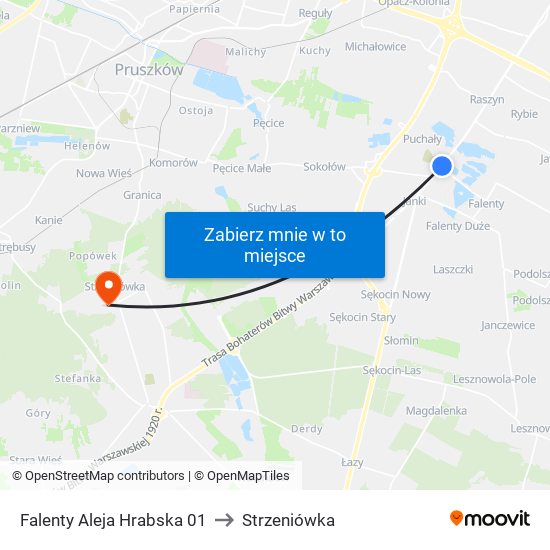 Falenty Aleja Hrabska 01 to Strzeniówka map