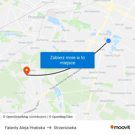 Falenty Aleja Hrabska to Strzeniówka map