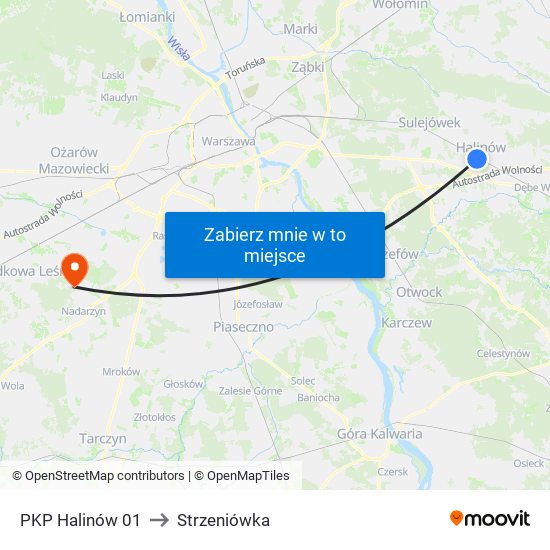 PKP Halinów 01 to Strzeniówka map