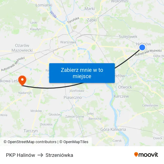 PKP Halinów to Strzeniówka map