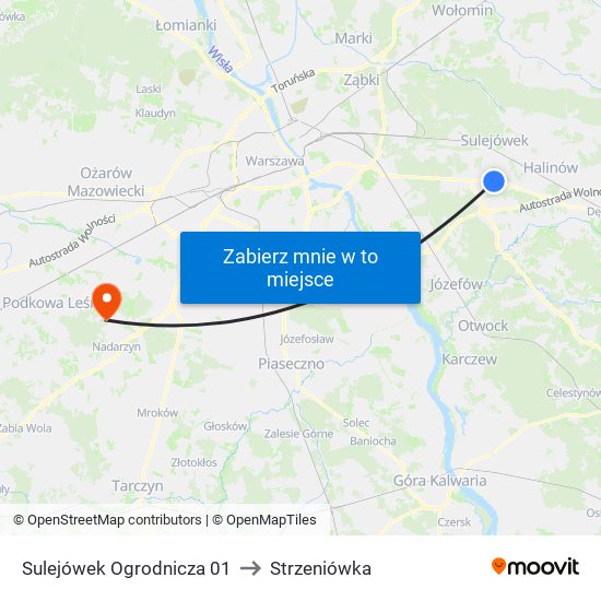 Sulejówek Ogrodnicza 01 to Strzeniówka map