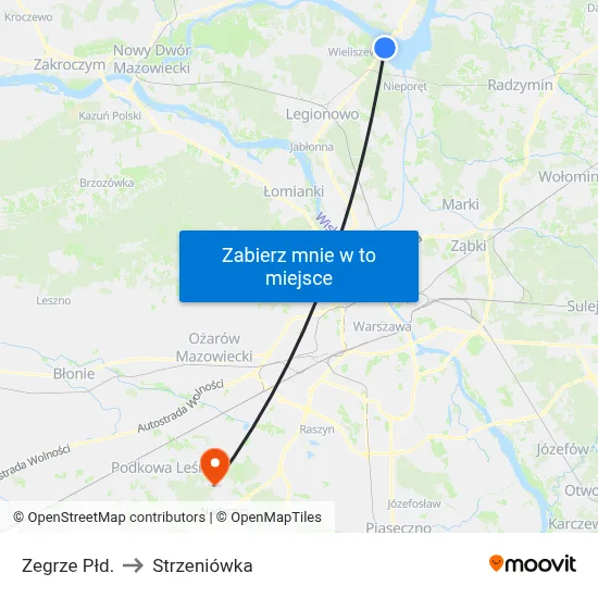 Zegrze Płd. to Strzeniówka map