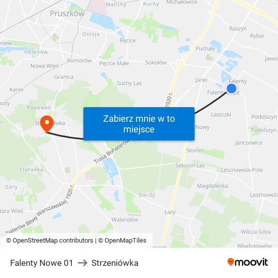 Falenty Nowe 01 to Strzeniówka map