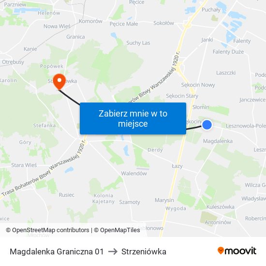 Magdalenka Graniczna 01 to Strzeniówka map