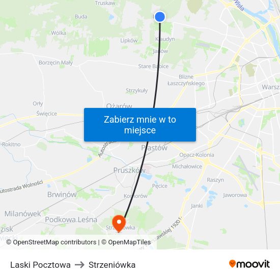 Laski Pocztowa to Strzeniówka map