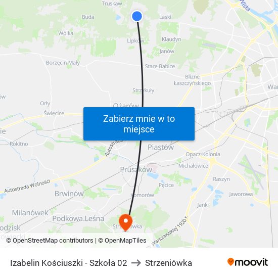 Izabelin Kościuszki - Szkoła 02 to Strzeniówka map