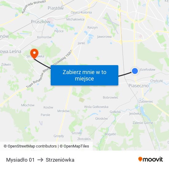 Mysiadło 01 to Strzeniówka map