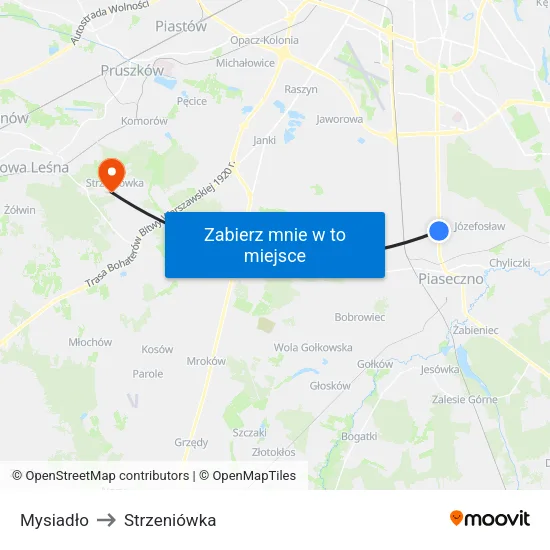 Mysiadło to Strzeniówka map