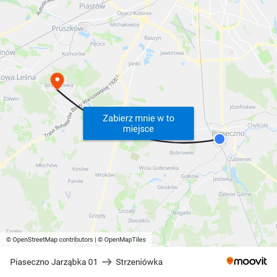 Piaseczno Jarząbka 01 to Strzeniówka map