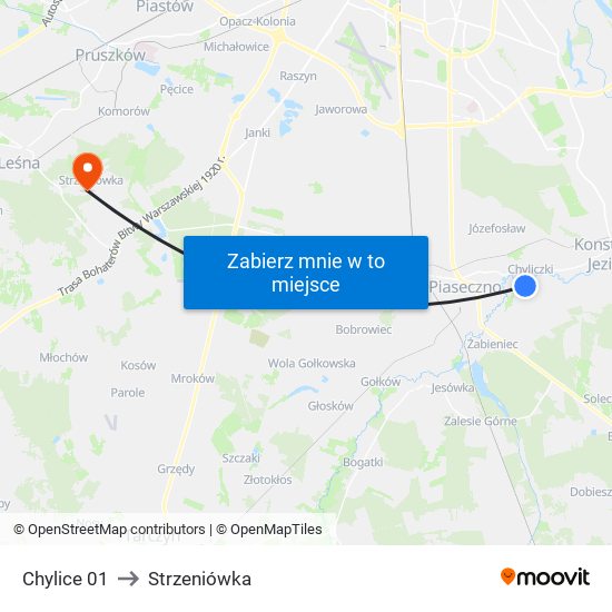 Chylice 01 to Strzeniówka map