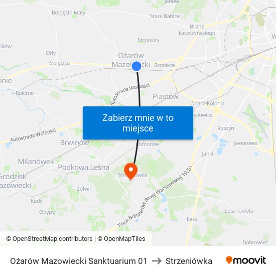 Ożarów Mazowiecki Sanktuarium 01 to Strzeniówka map