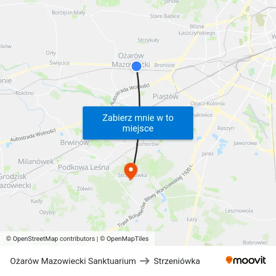 Ożarów Mazowiecki Sanktuarium to Strzeniówka map