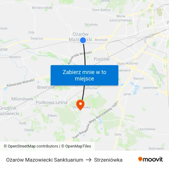 Ożarów Mazowiecki Sanktuarium to Strzeniówka map