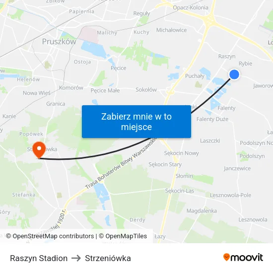 Raszyn Stadion to Strzeniówka map