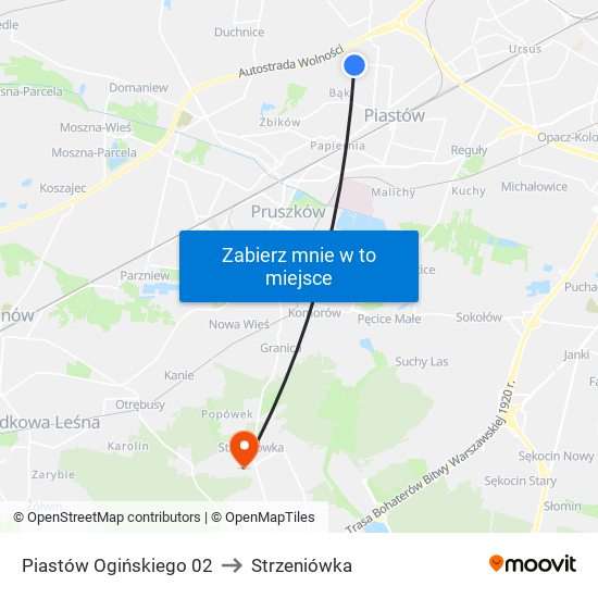 Piastów Ogińskiego 02 to Strzeniówka map