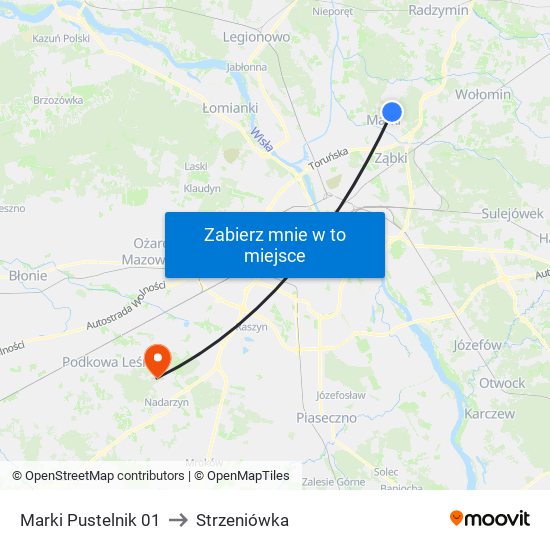 Marki Pustelnik to Strzeniówka map