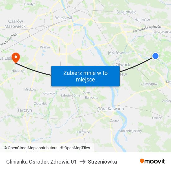 Glinianka Ośrodek Zdrowia to Strzeniówka map