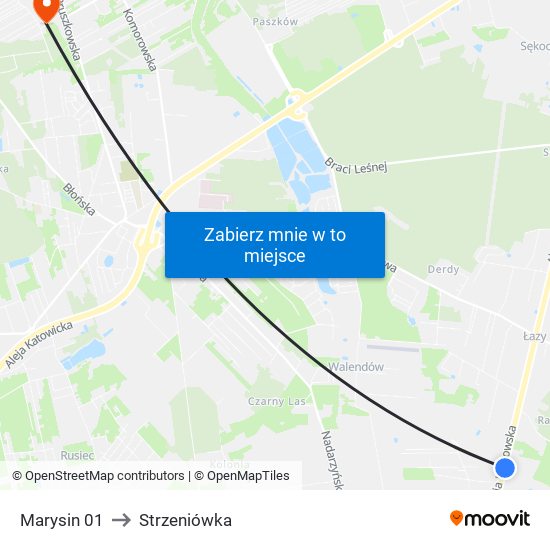 Marysin 01 to Strzeniówka map