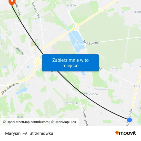 Marysin to Strzeniówka map