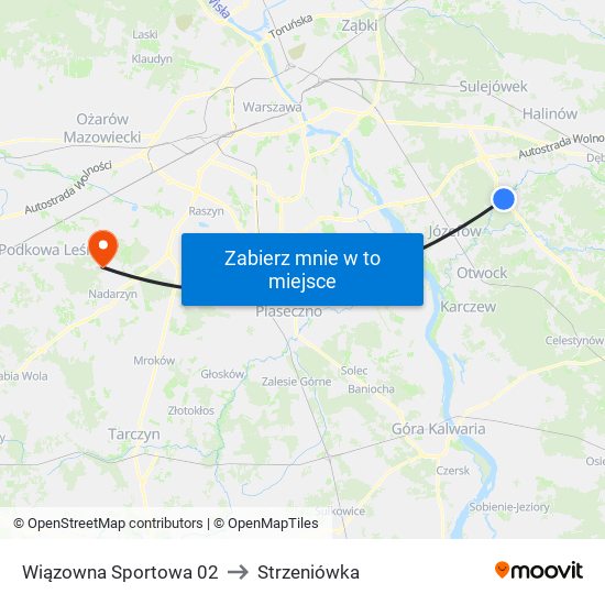 Wiązowna Sportowa 02 to Strzeniówka map