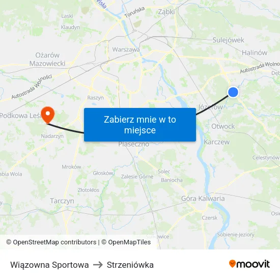 Wiązowna Sportowa to Strzeniówka map
