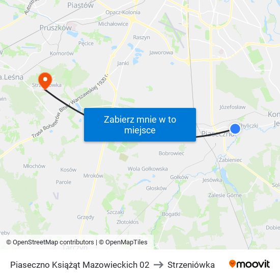 Piaseczno Książąt Mazowieckich 02 to Strzeniówka map