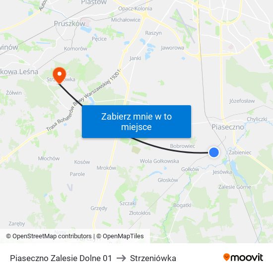 Piaseczno Zalesie Dolne 01 to Strzeniówka map