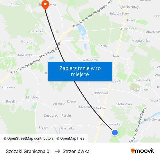 Szczaki Graniczna 01 to Strzeniówka map