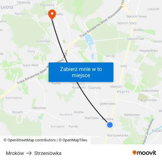 Mroków to Strzeniówka map