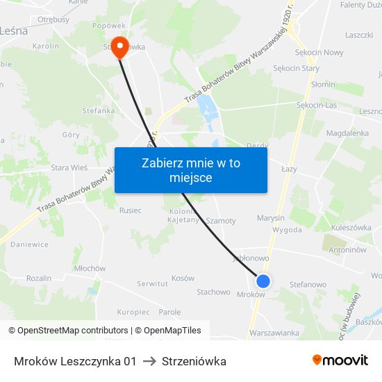 Mroków Leszczynka 01 to Strzeniówka map