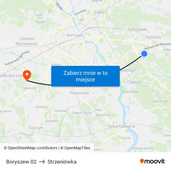 Boryszew 02 to Strzeniówka map