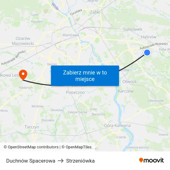 Duchnów Spacerowa to Strzeniówka map