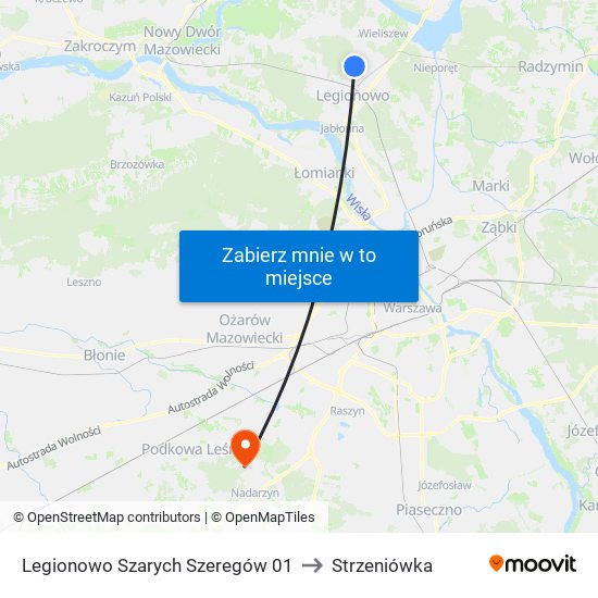 Legionowo Szarych Szeregów to Strzeniówka map